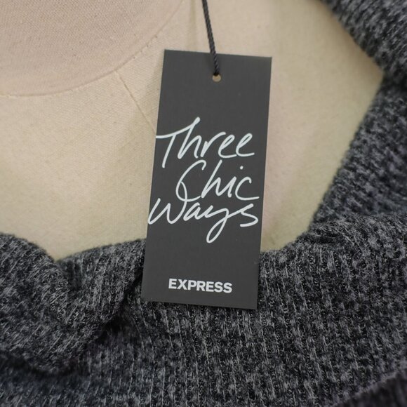 NEW‎ Express One Eleven Gray Knit Medium Cowl Scoop Neck Sweater Rayon Polyester - Picture 3 of 10